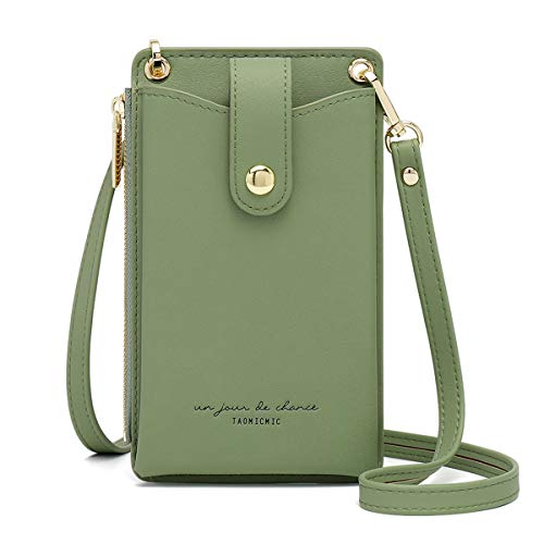 Valentoria Womens CellphoneSmall Crossbody Bag Light Fashion Leather Card Wallet Shoulder Purse Handbag Lanyard Case Girls Travel Pouch Satchel for iPhone 12/12 Pro Max 6/7/8 Plus (B-Green) - Image 1