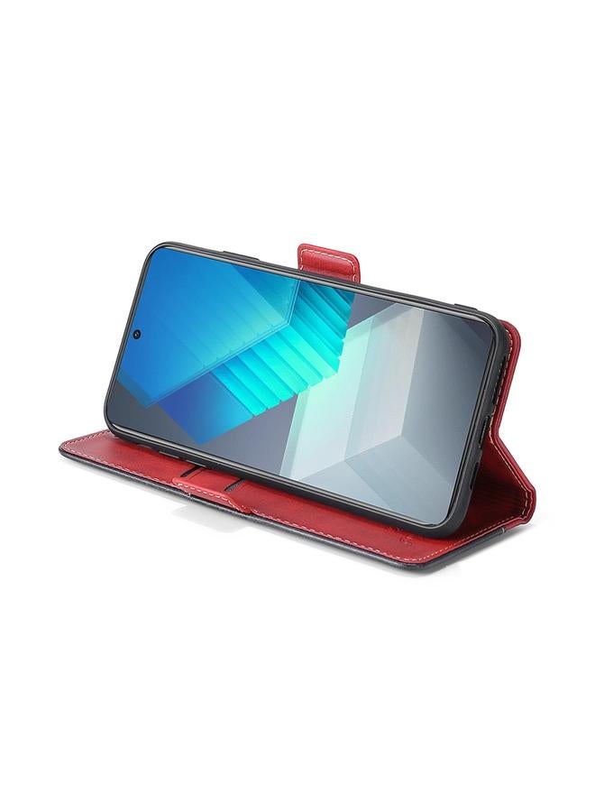 اس-توب جراب لهاتف Realme 9i 5G Global/10 5G جراب هاتف جلدي بلون متباين مع مشبك جانبي - Image 4