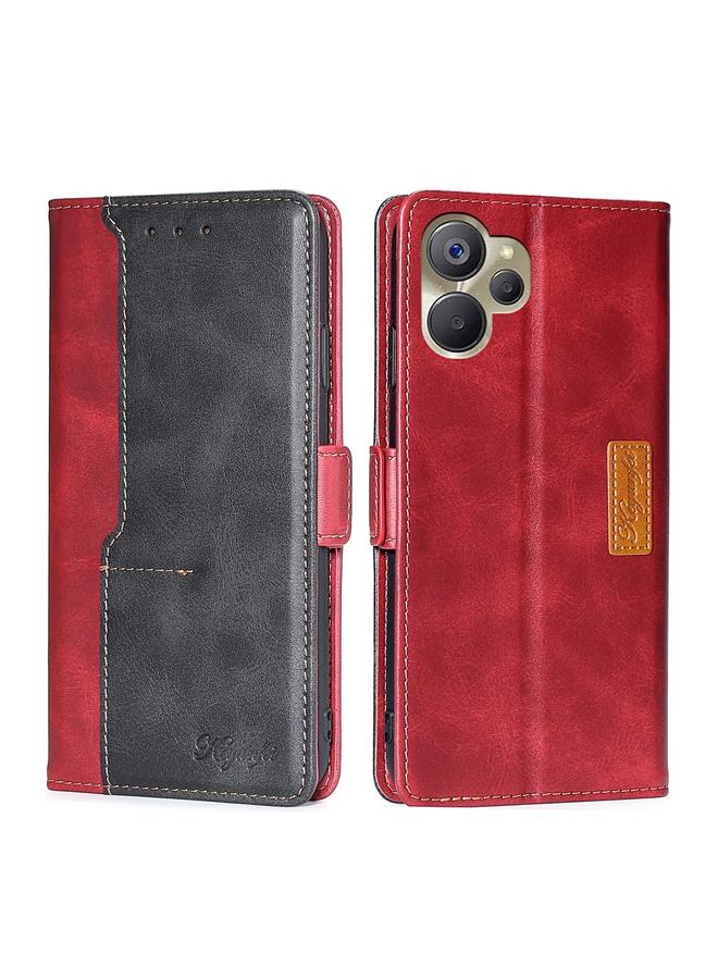 اس-توب جراب لهاتف Realme 9i 5G Global/10 5G جراب هاتف جلدي بلون متباين مع مشبك جانبي - Image 1