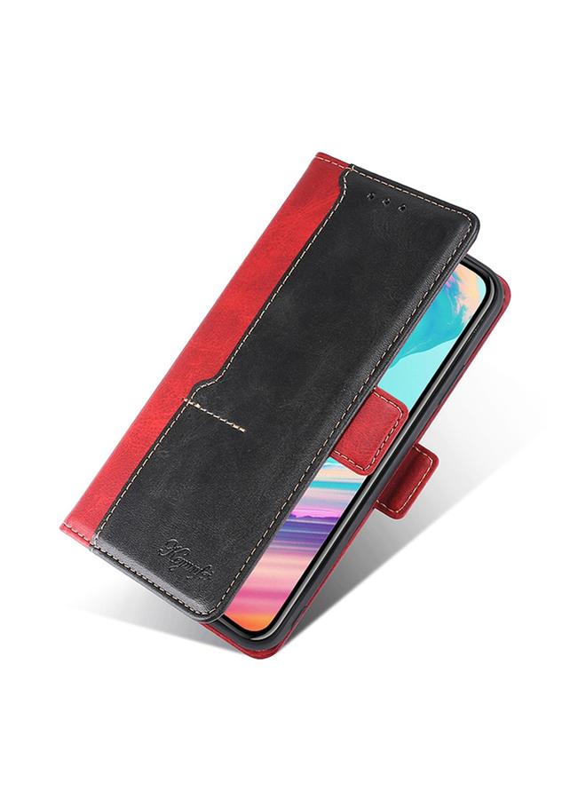 اس-توب جراب لهاتف Realme 9i 5G Global/10 5G جراب هاتف جلدي بلون متباين مع مشبك جانبي - Image 5