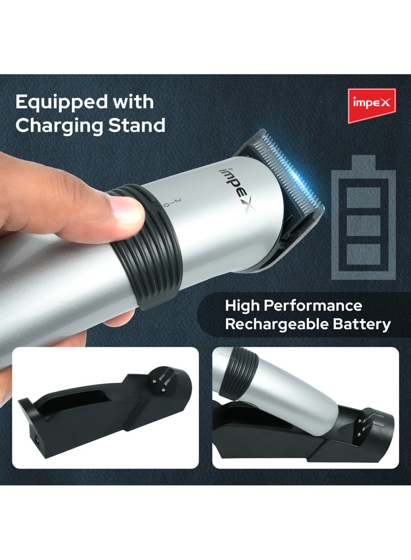 Impex Cordless Beard & Hair Trimmer for Men, Fast Charging, Long Battery Backup, 6 Comb Attachments, Adjustable Stainless Steel Blade, LED Indicator, Charging Stand, 2-Year Warranty, 4W Motor, IHC5 - Image 3