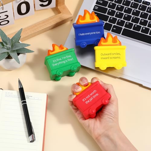 Shappy 4 Pcs Dumpster Stress Relief Balls Dumpster Anxiety Relief Gift PU Stress Balls for Adults Therapy Fidget Appreciation Gifts for Office CoworkerColorfulFunny - Image 5