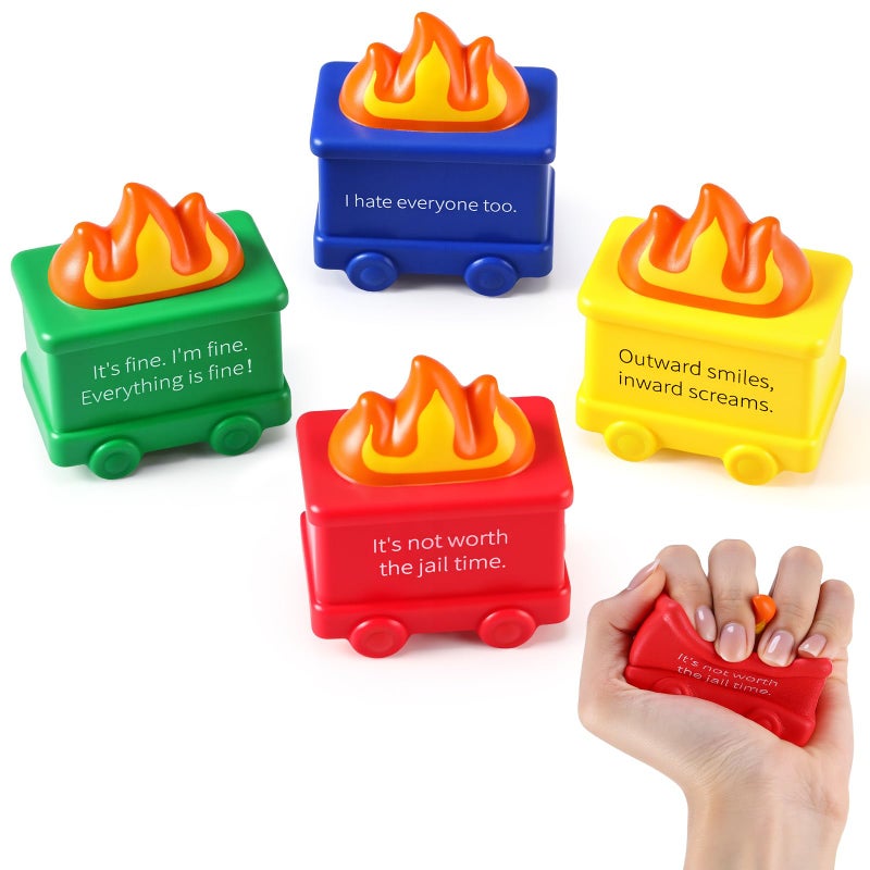 Shappy 4 Pcs Dumpster Stress Relief Balls Dumpster Anxiety Relief Gift PU Stress Balls for Adults Therapy Fidget Appreciation Gifts for Office CoworkerColorfulFunny - Image 3