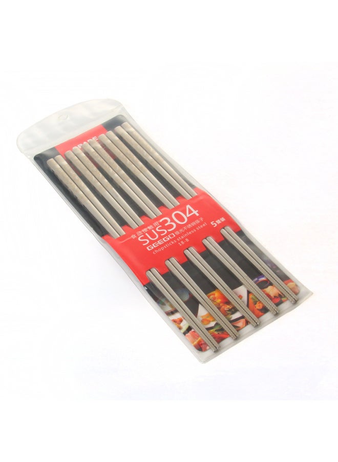 Laser Square Head 304 Stainless Steel Chopsticks Printable Logo Engraving Chopsticks Household Restaurant Tableware Public Chopsticks Wholesale-Specifications:C (5 Double Belt Packaging)  - Image 5