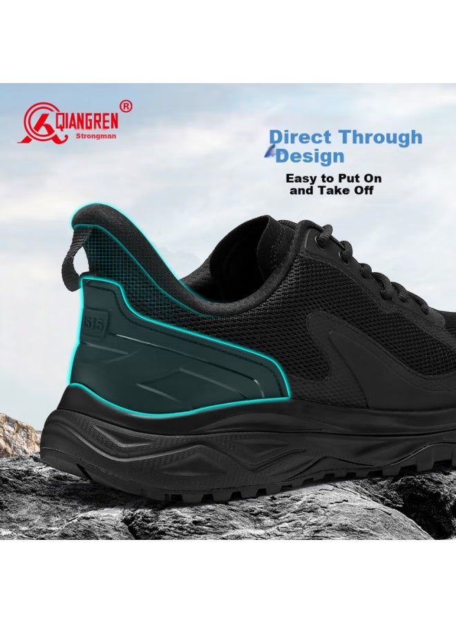Strongman Qiangren Outdoor Fitness Sports Men's Shoes, 3515 Lightweight Shock-absorbing Mesh Running Shoes, New Breathable Training Shoes, Black, Size 46 - Image 3