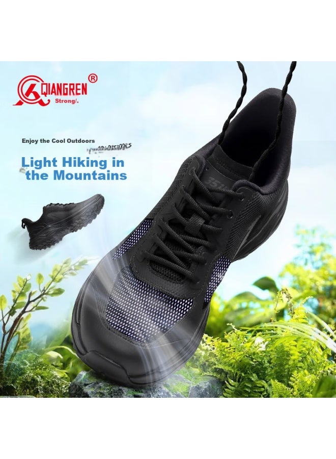 Strongman Qiangren Outdoor Fitness Sports Men's Shoes, 3515 Lightweight Shock-absorbing Mesh Running Shoes, New Breathable Training Shoes, Black, Size 46 - Image 4