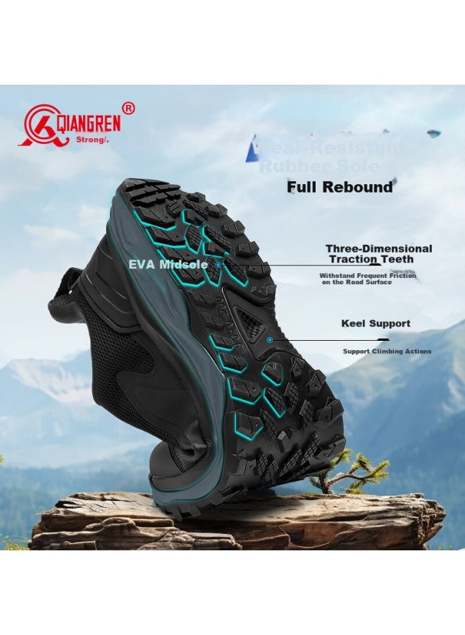 Strongman Qiangren Outdoor Fitness Sports Men's Shoes, 3515 Lightweight Shock-absorbing Mesh Running Shoes, New Breathable Training Shoes, Black, Size 46 - Image 2