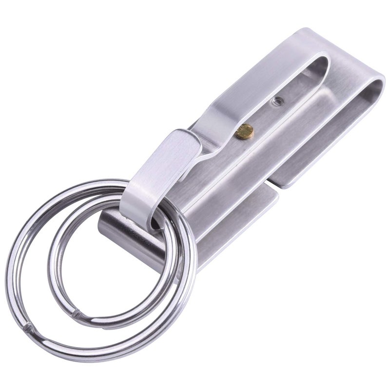 Wisdompro Belt Key Clip, Heavy Duty Stainless Steel Belt Key Holder, Anti-lost Keychain Holder with 2 Detachable Key Rings for Men - Image 1
