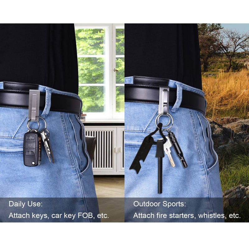 Wisdompro Belt Key Clip, Heavy Duty Stainless Steel Belt Key Holder, Anti-lost Keychain Holder with 2 Detachable Key Rings for Men - Image 4