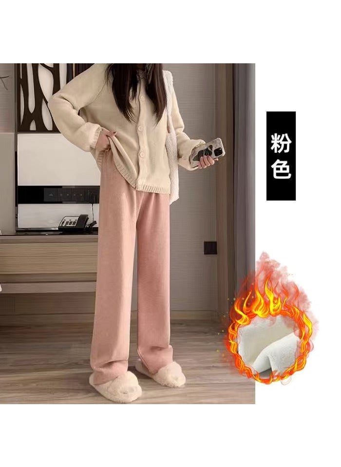 Generic Maternity Casual Knit Pants Autumn Spring Pink [fleece-lined Style]] 