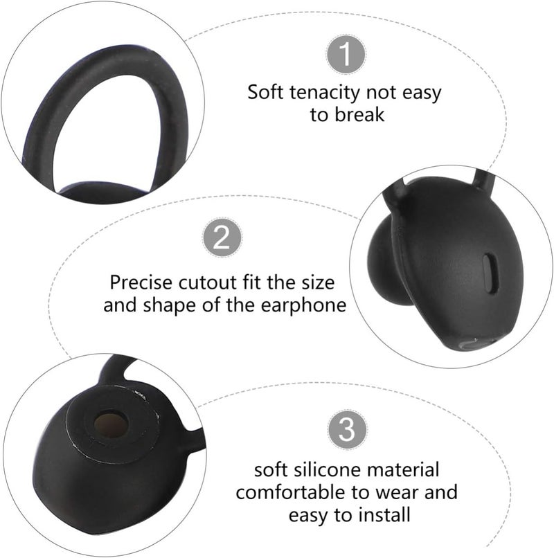 balacoo 4pcs Headphone Earbuds Replacement Silicone Replacement Earpads Ear Tips Compatible for Huawei B5 (Black Size L) - Image 5