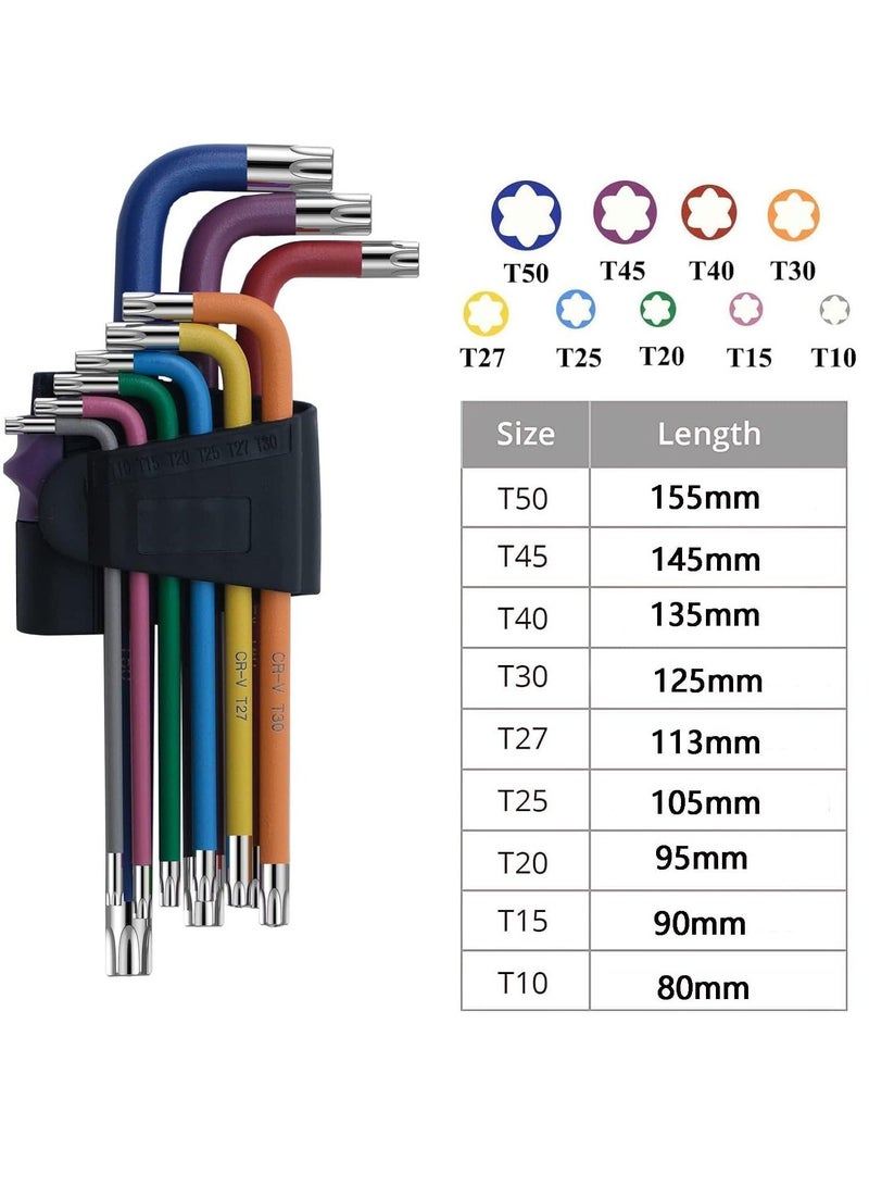 Hex Key Allen Wrench Set, Star Coloured Set T10, T15, T20, T25, T27, T30, T40, T45, T50 for Furniture Assembly, Bicycle Maintenance, Household DIY 9 Pcs - Image 5