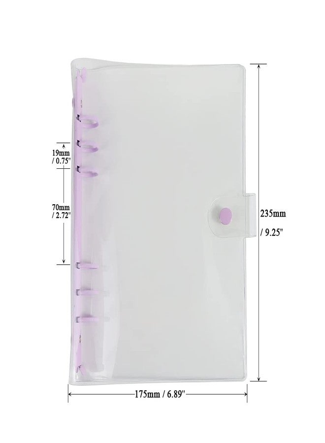 مي يي تيان غلاف مجلد شفاف من مادة PVC مقاس A5، 6 مجلدات حلقية دائرية بنفسجية اللون، قطر 20 مم، إغلاق بمشبك، حافة محكمة الإغلاق، غلاف دفتر ملاحظات، مجلدات ملفات، مجلدات ألبومات - Image 2