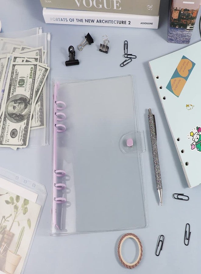 مي يي تيان غلاف مجلد شفاف من مادة PVC مقاس A5، 6 مجلدات حلقية دائرية بنفسجية اللون، قطر 20 مم، إغلاق بمشبك، حافة محكمة الإغلاق، غلاف دفتر ملاحظات، مجلدات ملفات، مجلدات ألبومات - Image 3