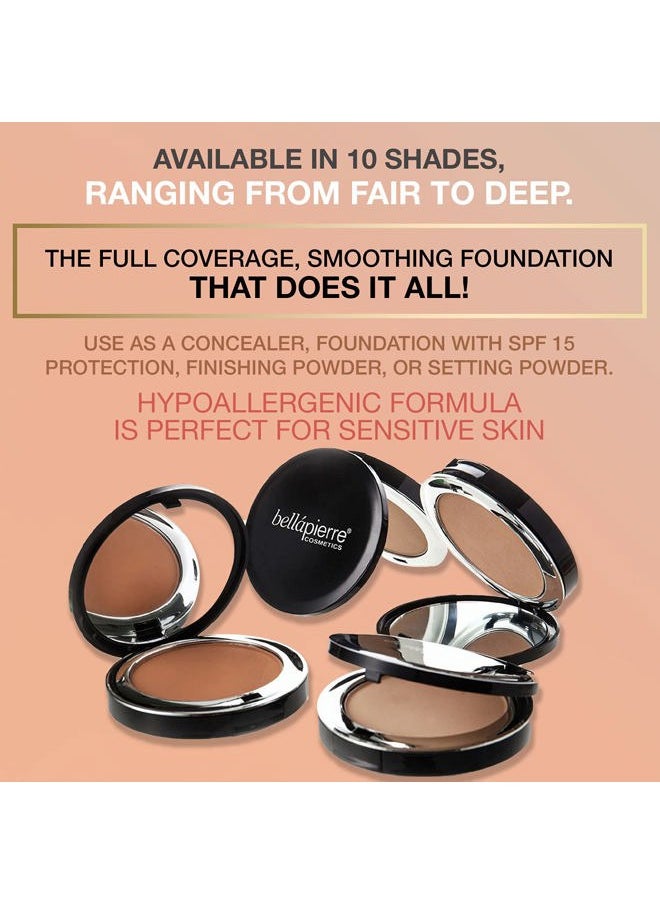 BellaPierre - Compact Mineral Foundation SPF 15 | Vegan & Cruelty Free Natural Makeup | Full Coverage Matte Foundation | Hypoallergenic | Oil & Talc Free - 0.35 Oz - Nutmeg - Image 1