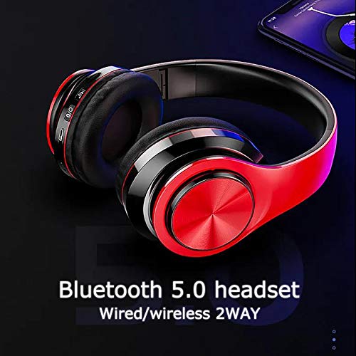 LFGKeng Wireless Bluetooth Headphones with Colorful LED Lights, Built-in Mic, Light Weight, Foldable, Wired HiFi Stereo Headphones for Classroom/Home Office/PC/Mobile Phone/Kids Adult (Red Black) - Image 5
