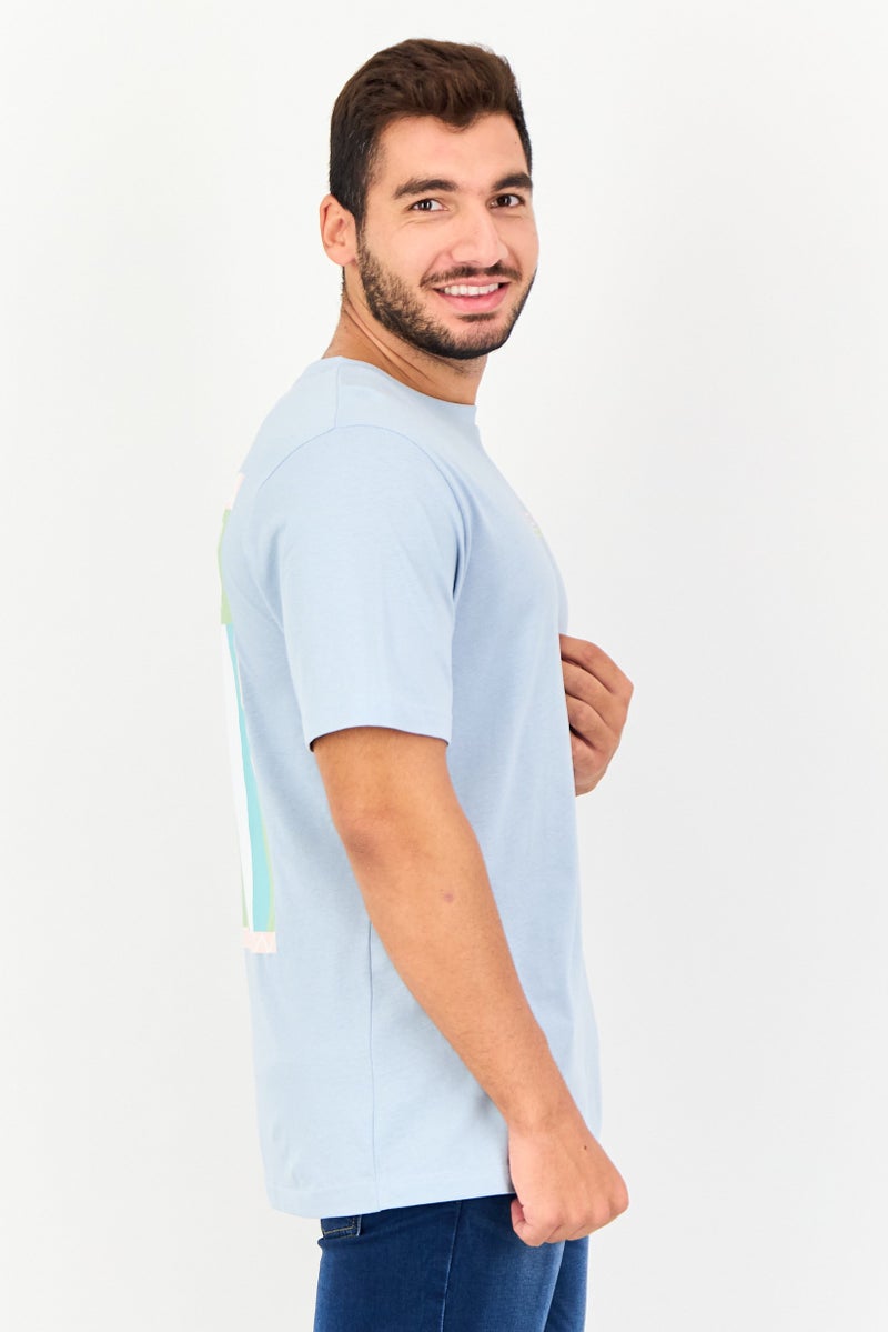 NAUTICA Men Crew Neck Short Sleeve Brand Logo T-Shirt, Light Blue - Image 3