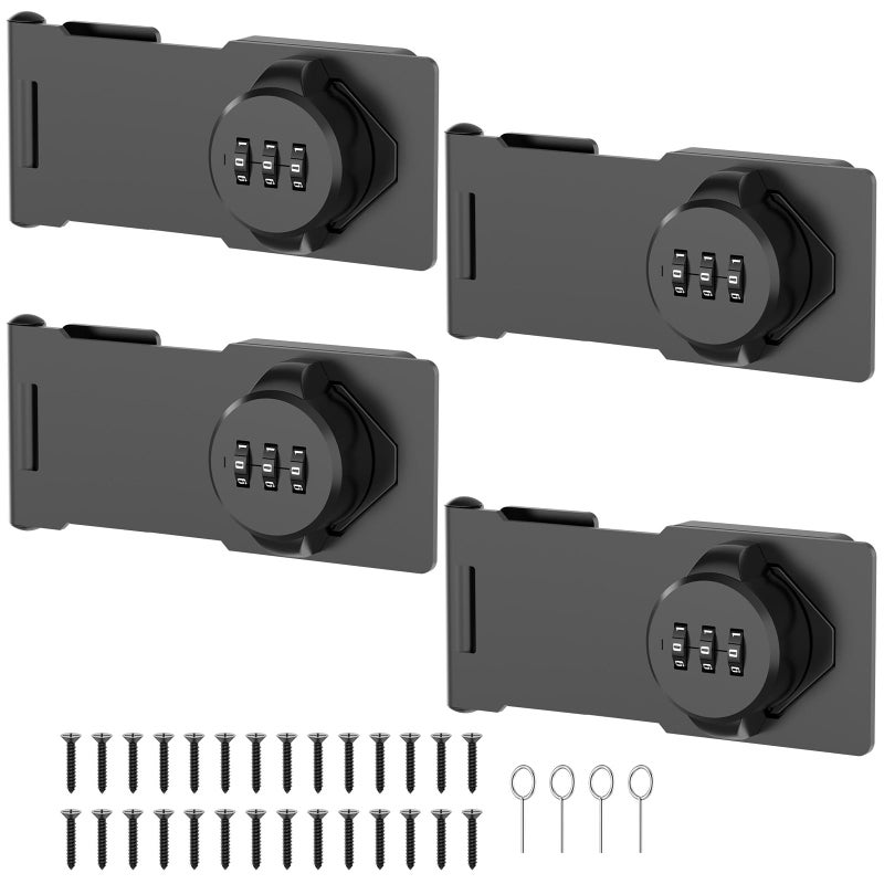 YogePote 4 Packs Mechanical Password Rotary Hasp Locks  Cabinet Locks With Combination  Door Security Gate Locks For Small Doors  Cabinets  Barn Door  Bathroom  Outdoor  Closet  Fence - Image 1