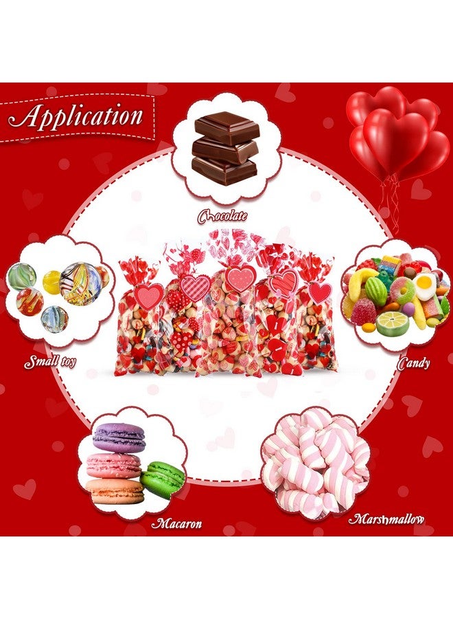 Geyee 100 Pcs Valentine Cellophane Treat Bags With 50 Pcs Heart Shape Gift Tags And 200 Pcs Twist Ties Plastic Valentine Goodie Candy Bags Gift Bags Valentine Favor Bags For Valentine'S Day Party Supplies - Image 4