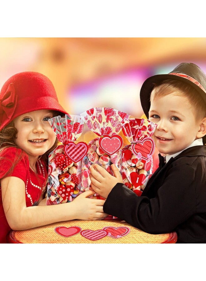 Geyee 100 Pcs Valentine Cellophane Treat Bags With 50 Pcs Heart Shape Gift Tags And 200 Pcs Twist Ties Plastic Valentine Goodie Candy Bags Gift Bags Valentine Favor Bags For Valentine'S Day Party Supplies - Image 5