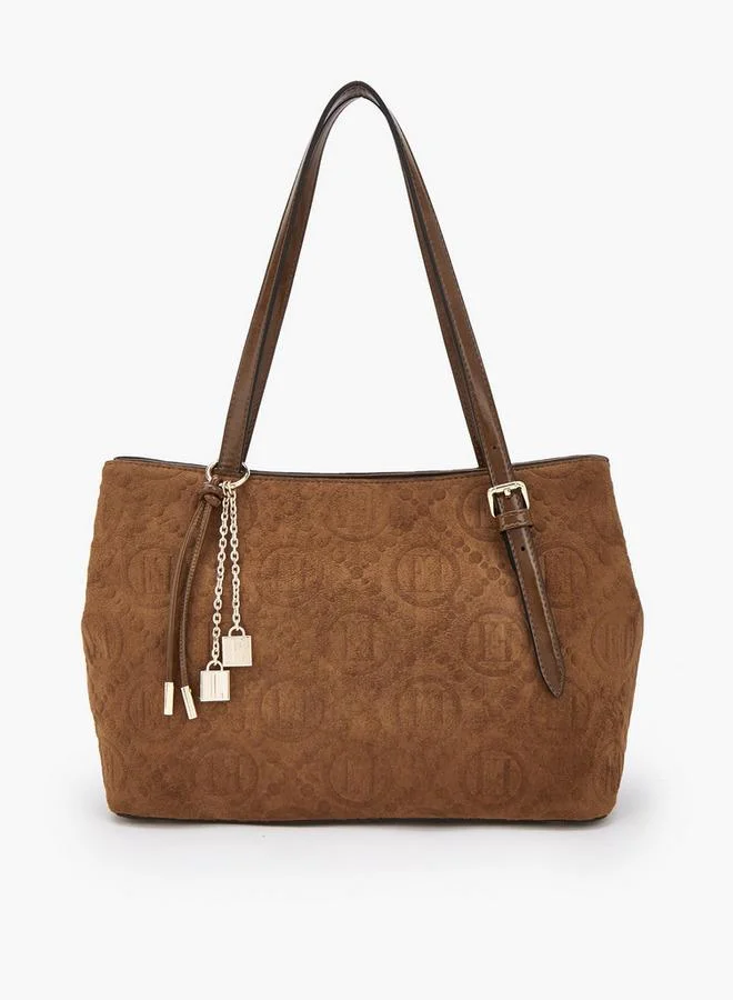 ايل Monogram Embossed Shoulder Bag With Zip Closure