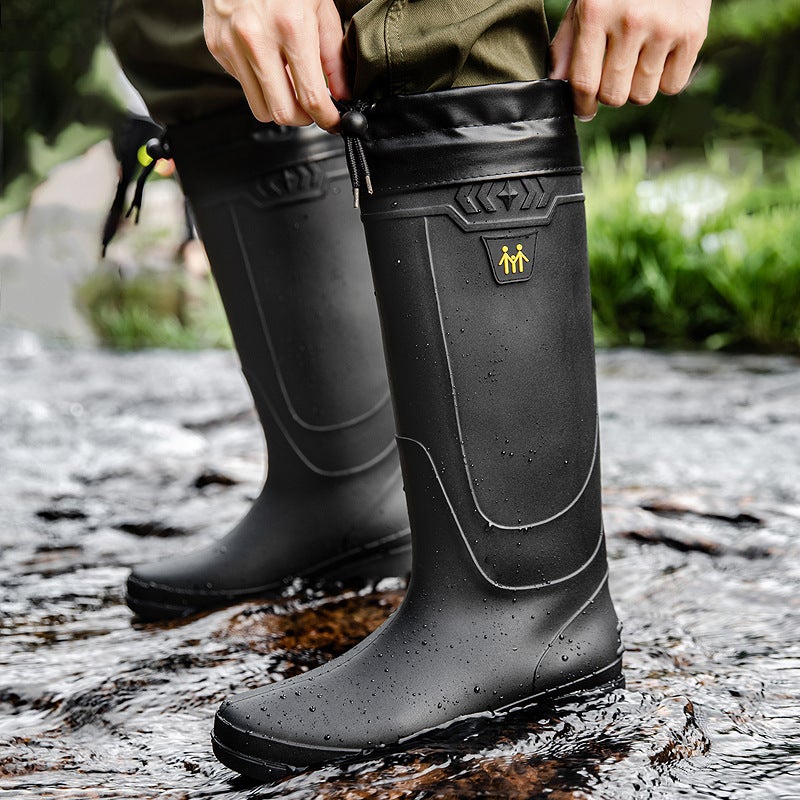 Fashion High Plus Size Rain Boots Men'S Outdoor All-Match Waterproof Fishing Shoes Korean Style Thick-Soled Comfortable Car Wash Shoes For Men - Image 4
