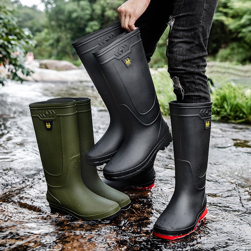 Fashion High Plus Size Rain Boots Men'S Outdoor All-Match Waterproof Fishing Shoes Korean Style Thick-Soled Comfortable Car Wash Shoes For Men - Image 2