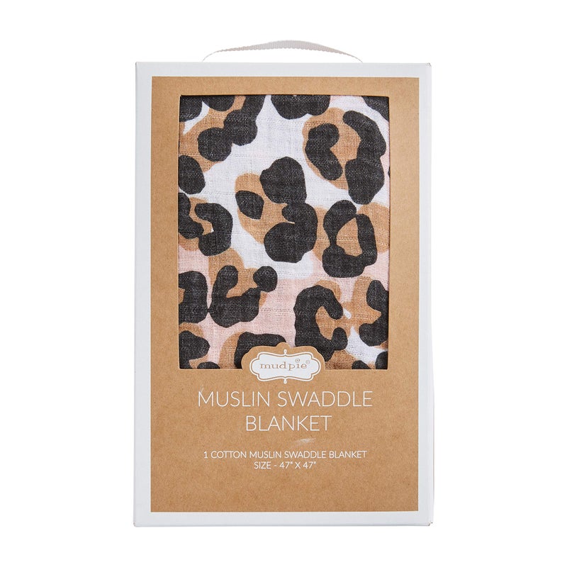 Mud Pie Muslin Swaddle Leopard