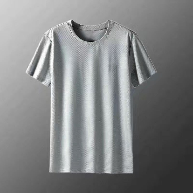 Summer Ice Silk Short-sleeved T-shirt Men's Trendy Loose Sports Quick-drying Mesh Thin Half-sleeved Round Neck T-shirt for Men - Image 2