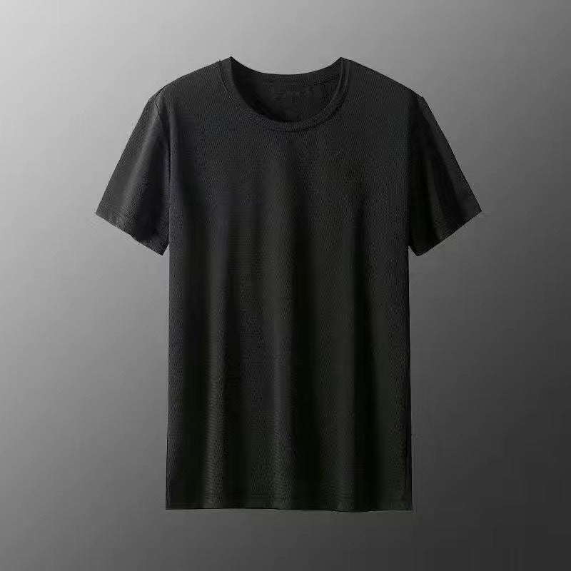 Summer Ice Silk Short-sleeved T-shirt Men's Trendy Loose Sports Quick-drying Mesh Thin Half-sleeved Round Neck T-shirt for Men - Image 1