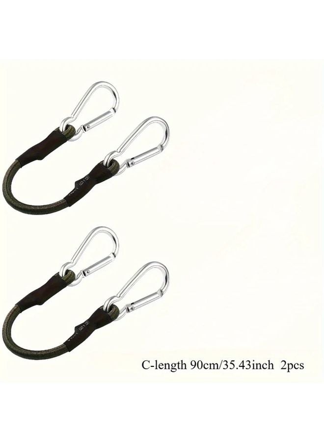 Heavy Duty Bungee Cord 2pcs 90cm 550lb Strength Elastic Rope with Carabiner for Camping Luggage Cargo - Image 1