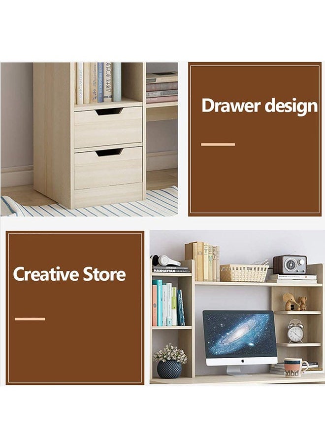 Generic - Computer Desk with Drawers Writing Desk with Bookshelf Layer Home Office Study Desk, Computer Table Work Desk Corner Desk with Bookshelf - Image 1