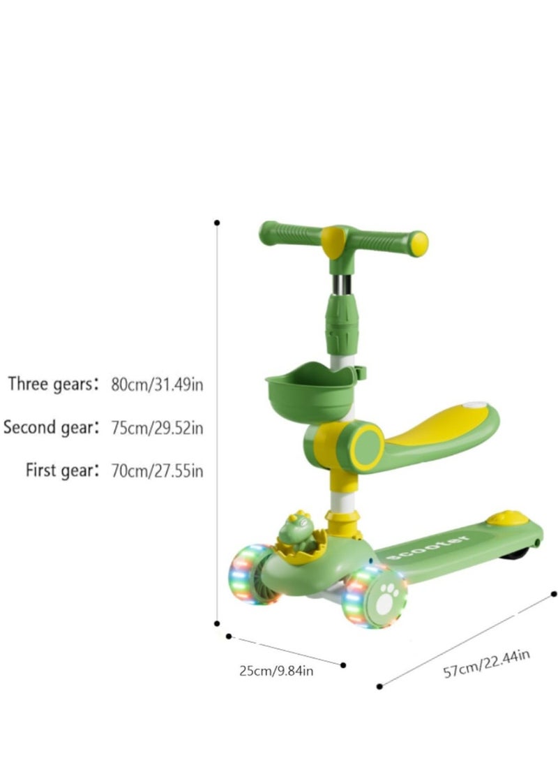 3 Wheel Scooter for Kids - Foldable & Unbreakable, 2-in-1 Kick Scooter with Music and Lights, Adjustable Height, Wide Deck, Flashing Wheel Light (Green Plus) - pzsku/Z0EABCE7DE32736745417Z/45/_/1736665807/9622dc38-b995-483c-a011-87d16cee0919