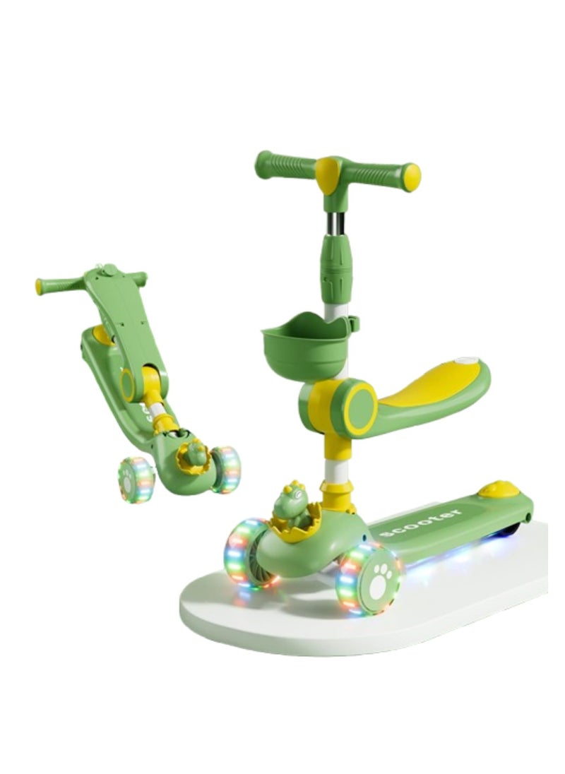 3 Wheel Scooter for Kids - Foldable & Unbreakable, 2-in-1 Kick Scooter with Music and Lights, Adjustable Height, Wide Deck, Flashing Wheel Light (Green Plus) - pzsku/Z0EABCE7DE32736745417Z/45/_/1736666096/912a4744-04ec-4669-a467-f9bdd9a735e7