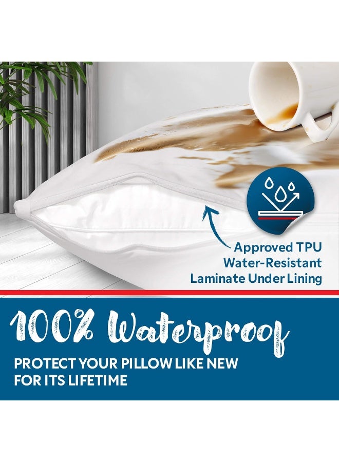 Guardmax Jersey Knitted Pillow Protector with Zipper Queen Size - 8 Pack - 100% Waterproof, Bed Bug Proof, Dust Mite Proof, & Hypoallergenic Pillow Covers - Premium Zippered Pillow Cases. (20 X 30) - Image 2