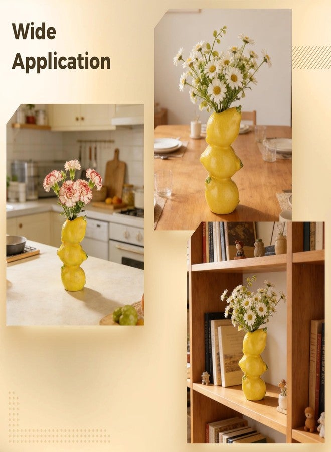 NIMBLOOM Lemon Ceramic Vase, 3D Decorative Tabletop Vase, Small Flower Vase for Home Decor, Lemon Themed Present, 7.91 x 4.25 x 3.31 in - Image 5