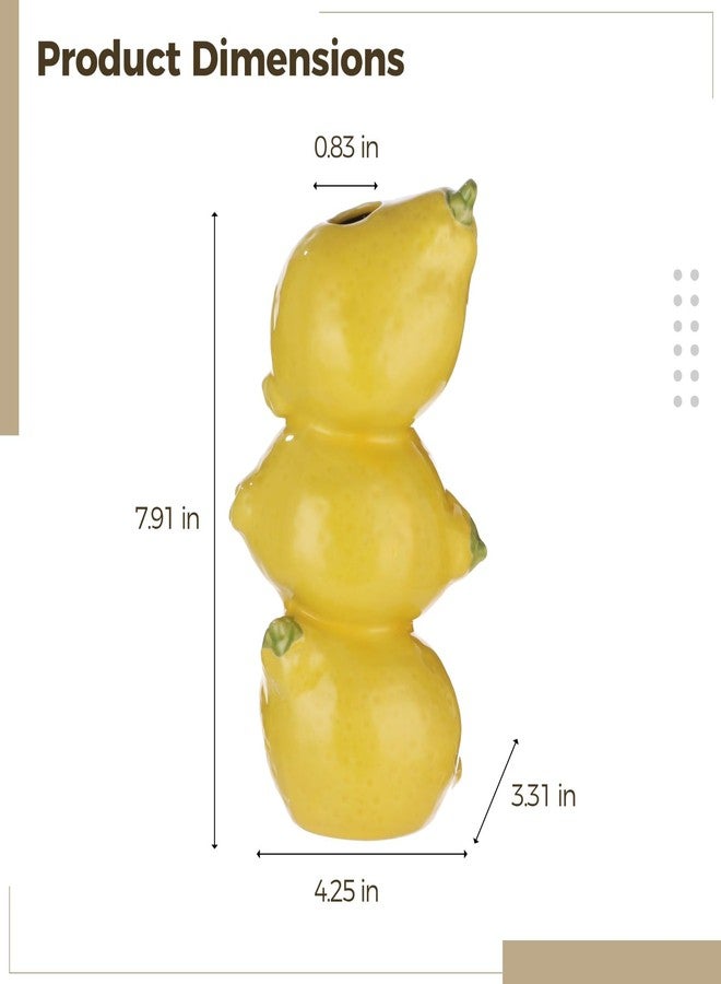NIMBLOOM Lemon Ceramic Vase, 3D Decorative Tabletop Vase, Small Flower Vase for Home Decor, Lemon Themed Present, 7.91 x 4.25 x 3.31 in - Image 4