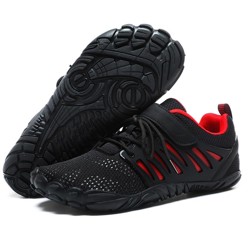 MIFAWA Barefoot Shoes Men's Black/Red, Zero Drop, Wide Toe Box, Rubber Sole, Hiking, Size 11 - Image 2