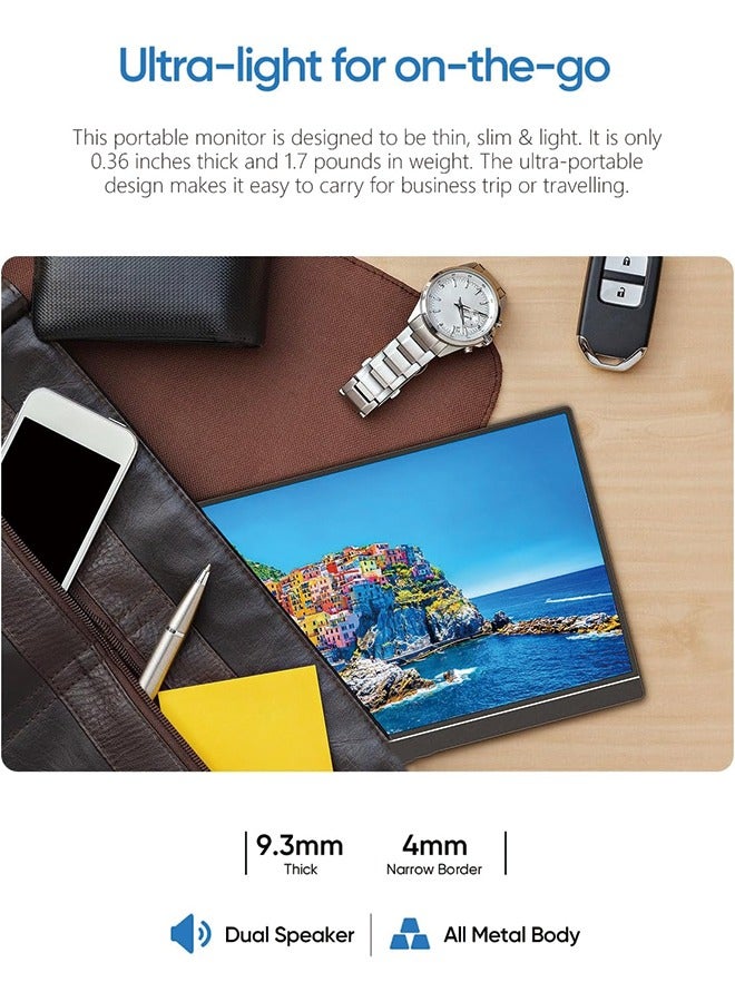 16.1'' 144Hz Portable Gaming Monitor, 106% sRGB 1080P FHD Kickstand Portable Monitor with HDR, Ultra Slim, Eye Care, External Second Screen for Laptop, PC, PS5, Mac, Xbox, Switch  - Image 5