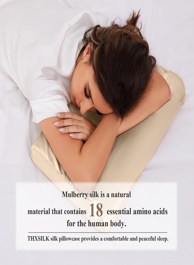 THXSILK 19 Momme 1 Pcs 100% Natural Mulberry Silk Pillowcase for Cervical Contour Memory Foam Pillow Latex Pillow Cover Cervical Pillow Case, Washable (King, Champagne) - Image 5