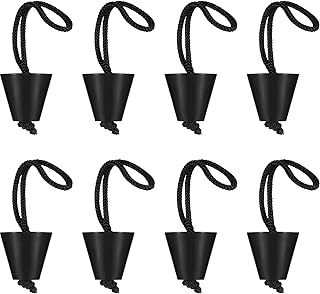 Sumind Sumind 8 Pieces Universal Kayak Scupper Plug Kit Black Silicone Scupper Plugs Drain Holes Stopper Bung with Lanyard  - Image 1