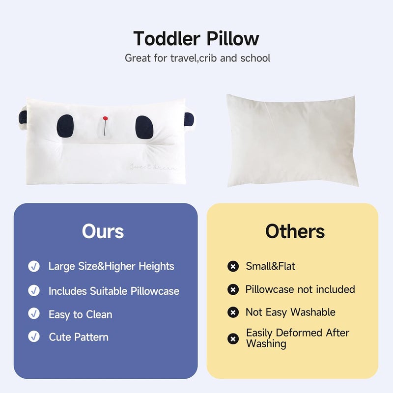 CHOC CHICK Toddler Pillow,20X12Inches Machine Washable Soft Hypoallergenic Kids Pillows,Child Cute Animal Design Perfect Toddler Pillows for Sleeping (Panda) - Image 5