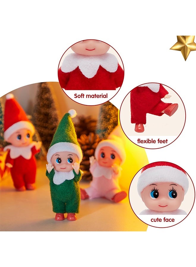3PCS Christmas Tiny Elf Doll Christmas with 1 red,1 Green and 1 Pink elf Doll,Holiday Decoration Accessories Tiny Gift for Girls Boys Kids Adults - Image 3