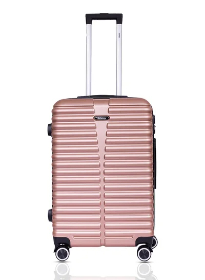 MNUK Destiny Checked Luggage | Hardside Soft Handle Trolley with TSA Lock |Double 360° 8 Wheeler| Medium-24 Inch,Gold