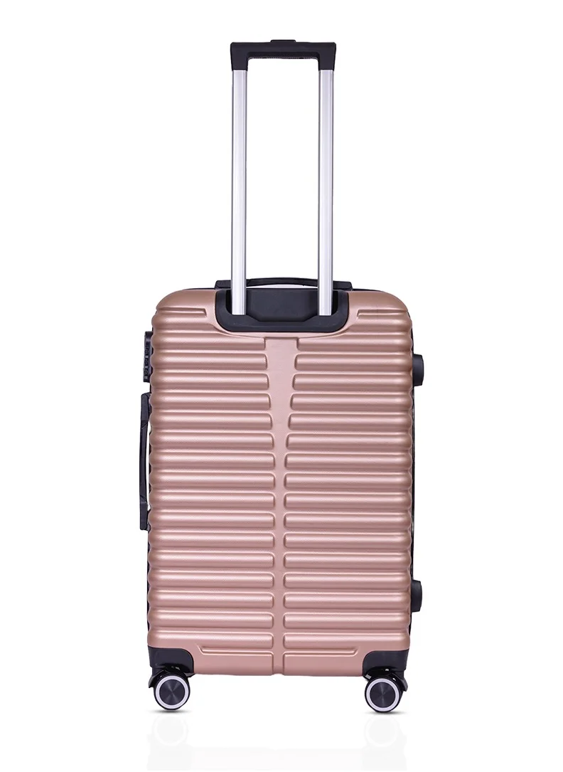 MNUK Destiny Checked Luggage | Hardside Soft Handle Trolley with TSA Lock |Double 360° 8 Wheeler| Medium-24 Inch,Gold