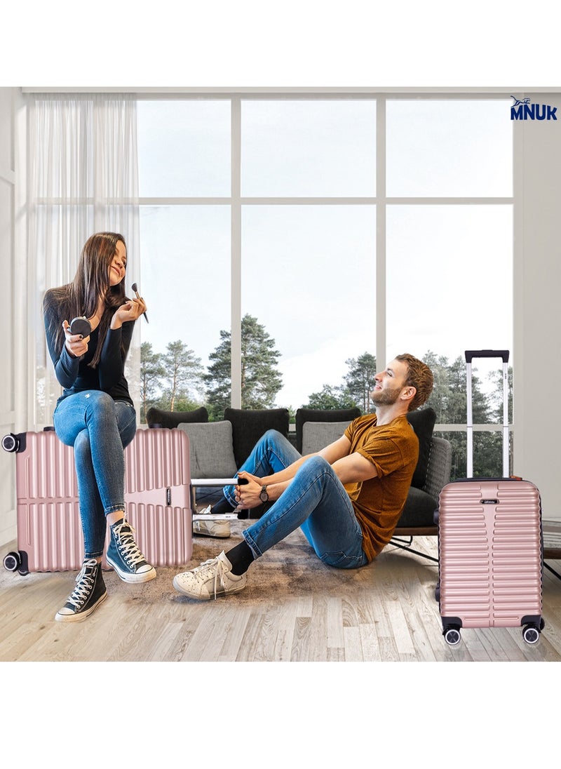 MNUK - Destiny Checked Luggage | Hardside Soft Handle Trolley with TSA Lock |Double 360° 8 Wheeler| Medium-24 Inch,Gold - Image 1