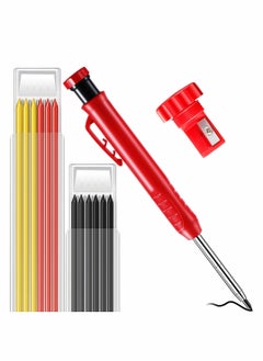 Excefore Mechanical Carpenter Pencils 1 Pcs Carpenter Pencil + 12 Refill Leads Built-In Sharpener Marker Marking Tool for Carpenter Scriber Construction Woodworking Tools (1 Set)  - Image 1
