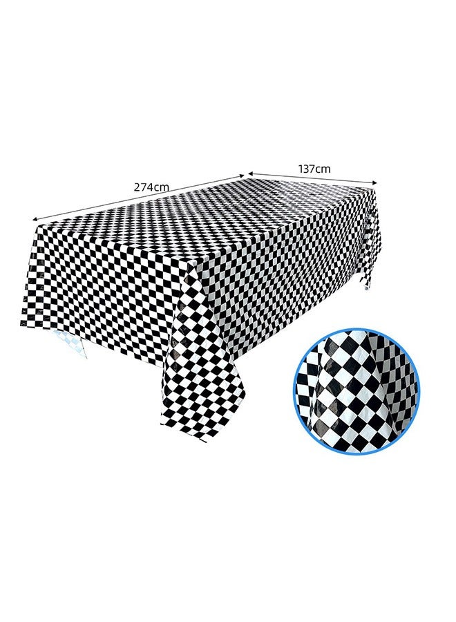 2-Pack Laser Black and White Lattice Plastic Tablecloths, Shiny Disposable Laser Rectangular Tablecloths, Suitable For Party Decoration Birthday Wedding  - Image 4