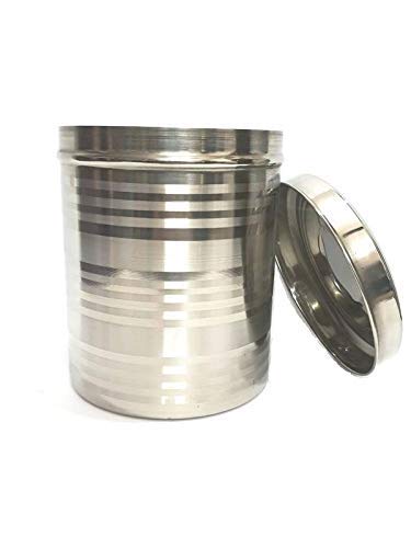 RJ kitchenware Store Stainless Steel Container - 5 Litre, 1 Piece, Silver Stainless Steel Round Dabba Canister Container 5 KG Food/Dough/Liquid Capacity NO Joints Storage Box - Image 2