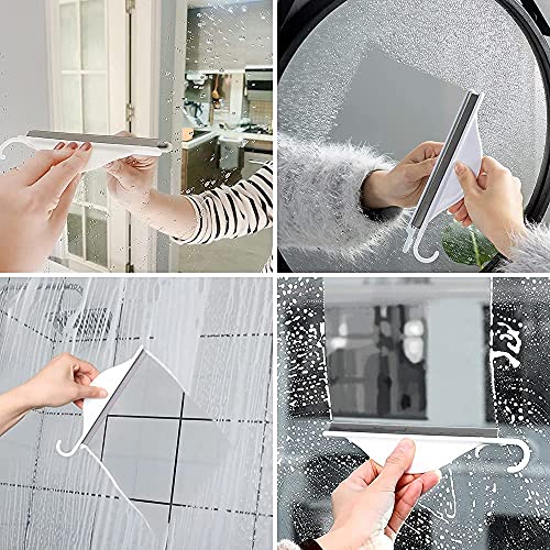 leuapl Tiny Bathroom Shower Mirror Squeegee with Hanging Hook, Silicone Mini Kitchen Countertop Squeegee, Water Wiper Scraper Cleaner Tool for Cleaning Sink, Counter, Tiles, Handy Window Glass Water Blade - Image 2
